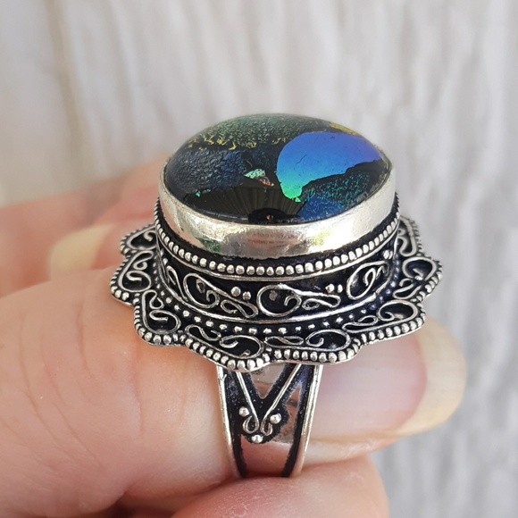 New Dichoric Glass 925 Silver Ring. - Picture 7 of 8